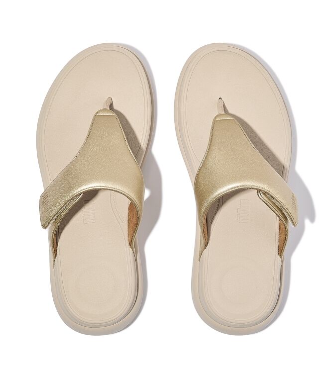 FitFlop f-mode go adjustable flatform toe-post sandals platino Direct leverbaar uit de webshop van www.meijerink-schoenen.nl/