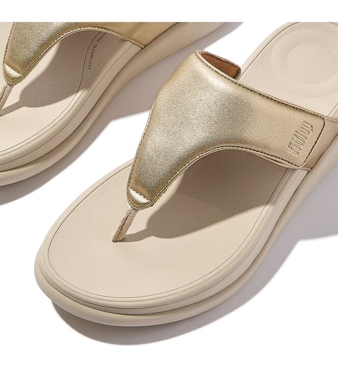 FitFlop f-mode go adjustable flatform toe-post sandals platino Direct leverbaar uit de webshop van www.meijerink-schoenen.nl/
