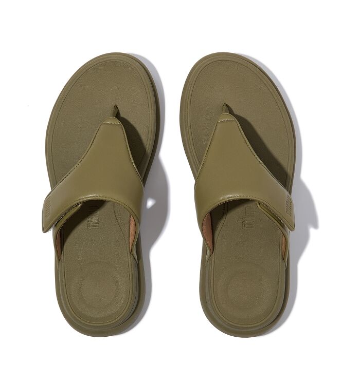 FitFlop f-mode go adjustable flatform toe-post sandals camo-green Direct leverbaar uit de webshop van www.meijerink-schoenen.nl/