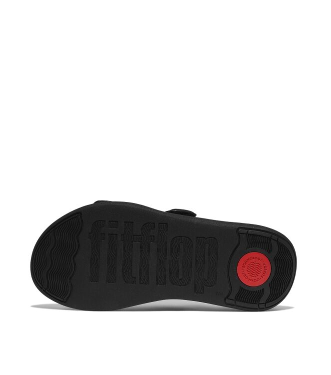 FitFlop  f-mode go adjustable flatform two-bar slides all black Direct leverbaar uit de webshop van www.meijerink-schoenen.nl/