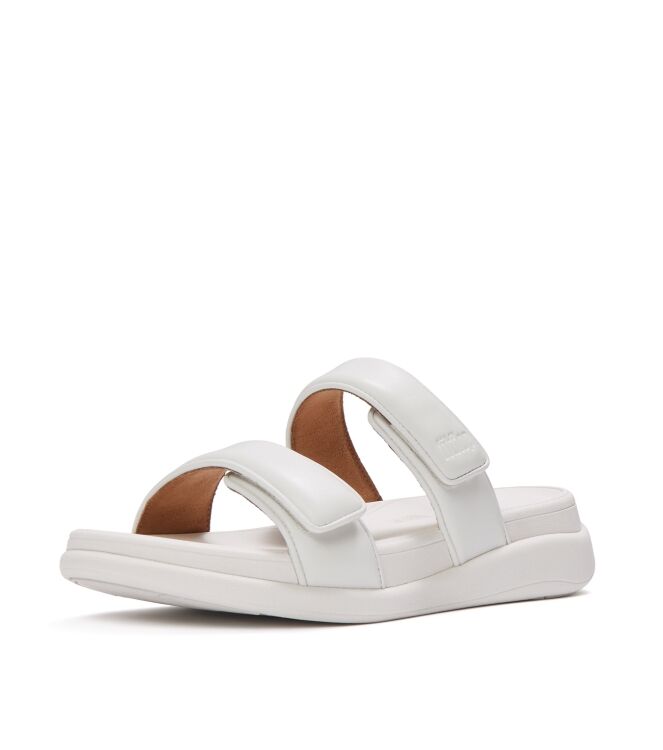 FitFlop  f-mode go adjustable flatform two-bar slides urban white Direct leverbaar uit de webshop van www.meijerink-schoenen.nl/