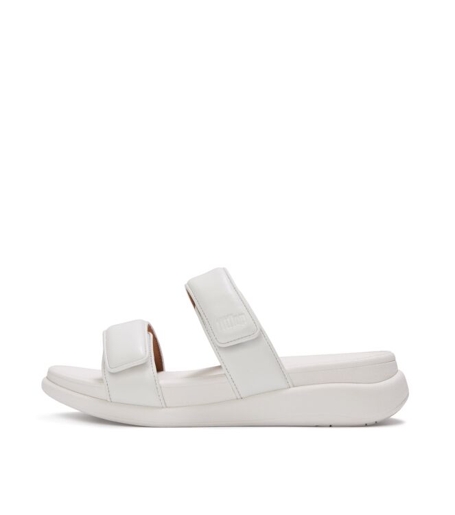 FitFlop  f-mode go adjustable flatform two-bar slides urban white Direct leverbaar uit de webshop van www.meijerink-schoenen.nl/