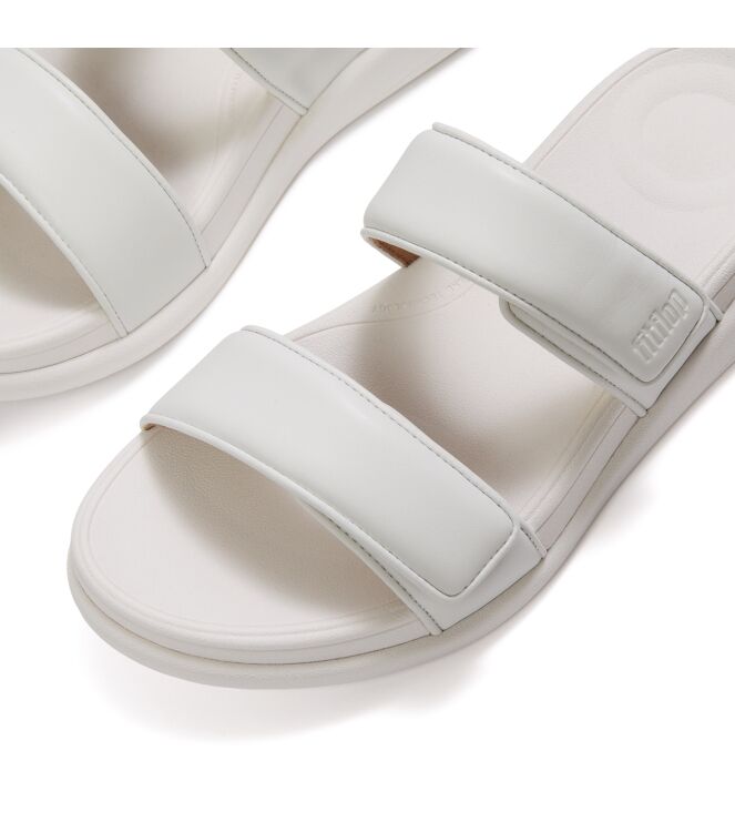 FitFlop  f-mode go adjustable flatform two-bar slides urban white Direct leverbaar uit de webshop van www.meijerink-schoenen.nl/