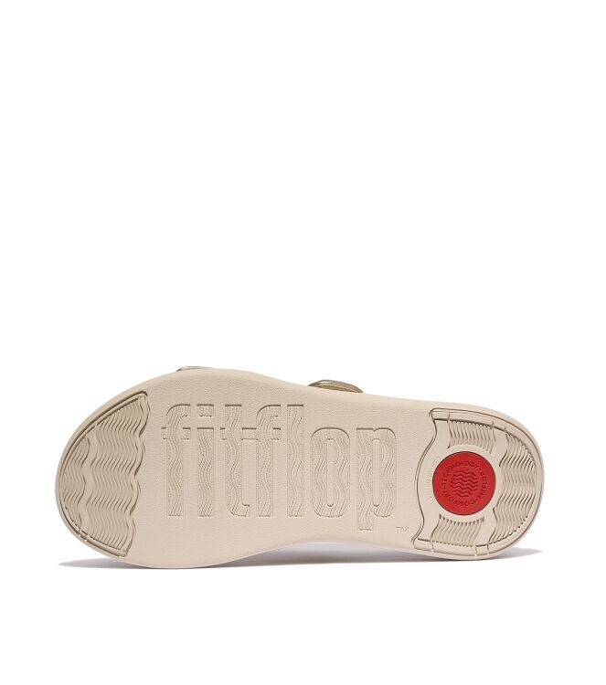 FitFlop  f-mode go adjustable flatform two-bar slides platino Direct leverbaar uit de webshop van www.meijerink-schoenen.nl/