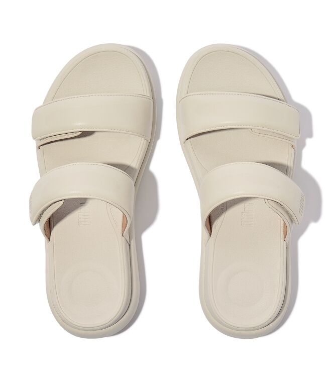 FitFlop  f-mode go adjustable flatform two-bar slides paris beige Direct leverbaar uit de webshop van www.meijerink-schoenen.nl/
