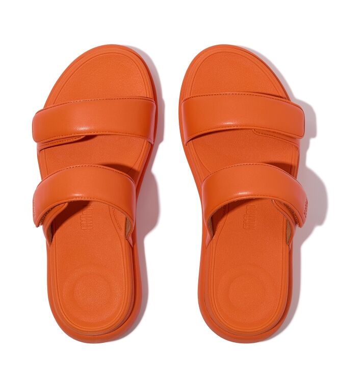 FitFlop  f-mode go adjustable flatform two-bar slides satsuma Direct leverbaar uit de webshop van www.meijerink-schoenen.nl/