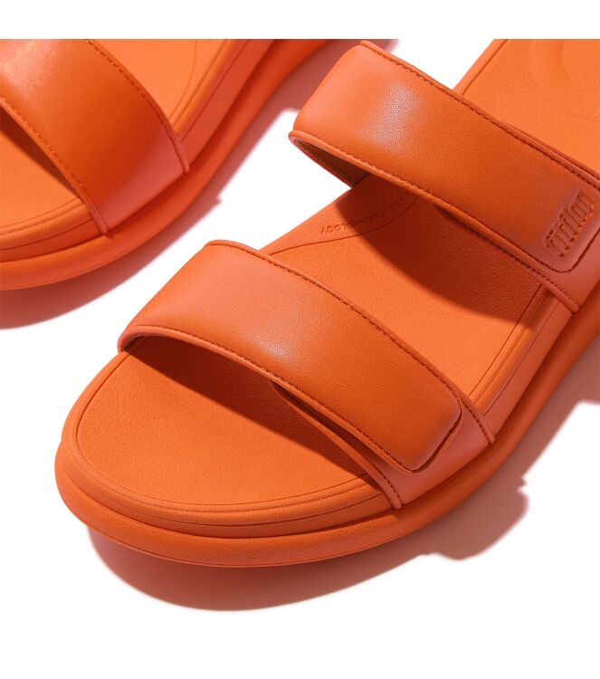 FitFlop  f-mode go adjustable flatform two-bar slides satsuma Direct leverbaar uit de webshop van www.meijerink-schoenen.nl/