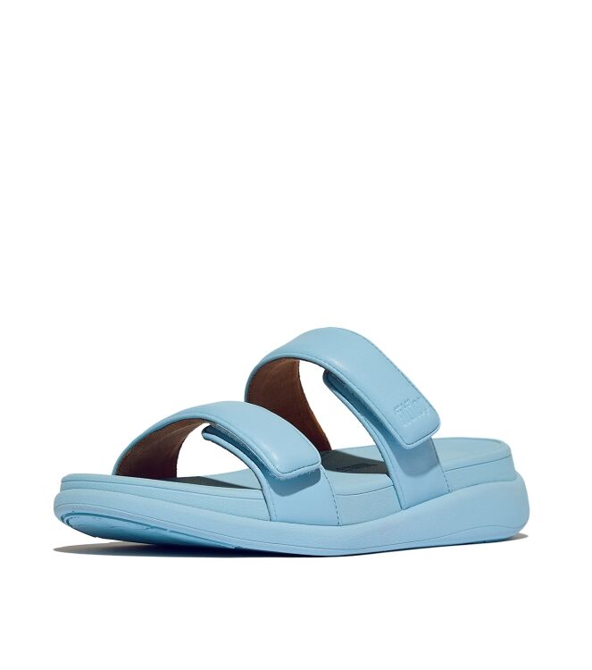 FitFlop  f-mode go adjustable flatform two-bar slides bondi blue Direct leverbaar uit de webshop van www.meijerink-schoenen.nl/