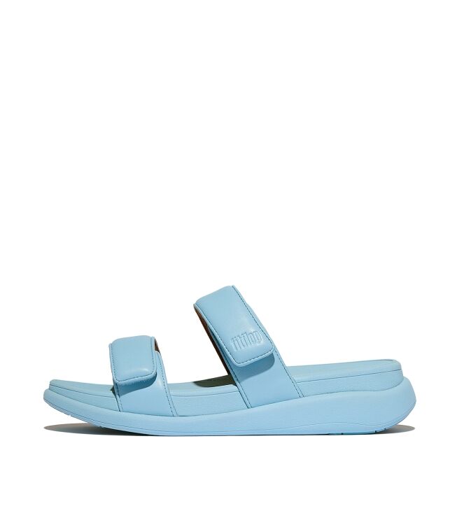 FitFlop  f-mode go adjustable flatform two-bar slides bondi blue Direct leverbaar uit de webshop van www.meijerink-schoenen.nl/