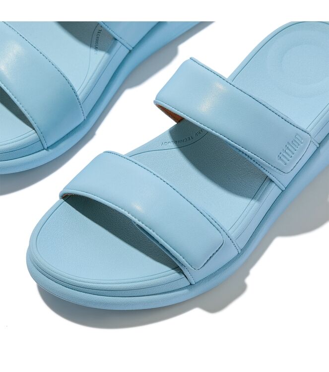 FitFlop  f-mode go adjustable flatform two-bar slides bondi blue Direct leverbaar uit de webshop van www.meijerink-schoenen.nl/