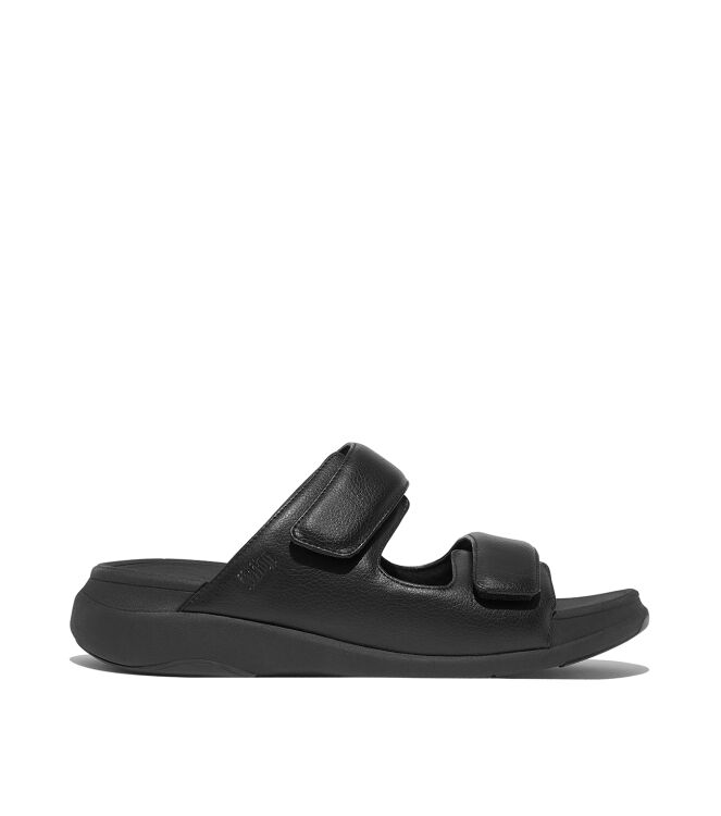 FitFlop f-mode go mens adjustable two-bar slides all black Direct leverbaar uit de webshop van www.meijerink-schoenen.nl/