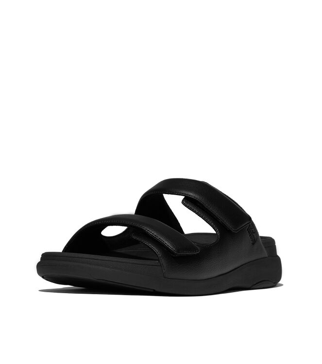 FitFlop f-mode go mens adjustable two-bar slides all black Direct leverbaar uit de webshop van www.meijerink-schoenen.nl/