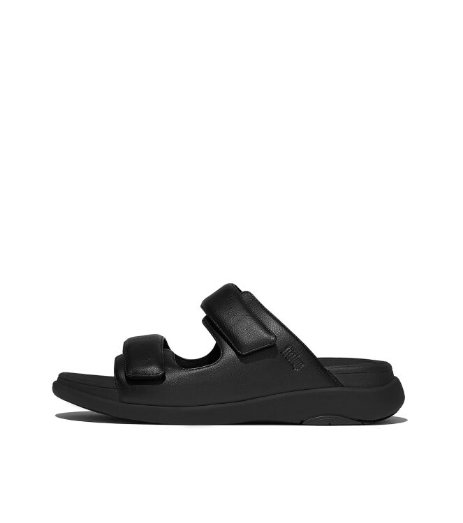 FitFlop f-mode go mens adjustable two-bar slides all black Direct leverbaar uit de webshop van www.meijerink-schoenen.nl/