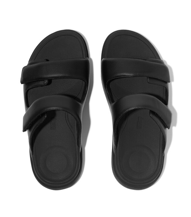 FitFlop f-mode go mens adjustable two-bar slides all black Direct leverbaar uit de webshop van www.meijerink-schoenen.nl/