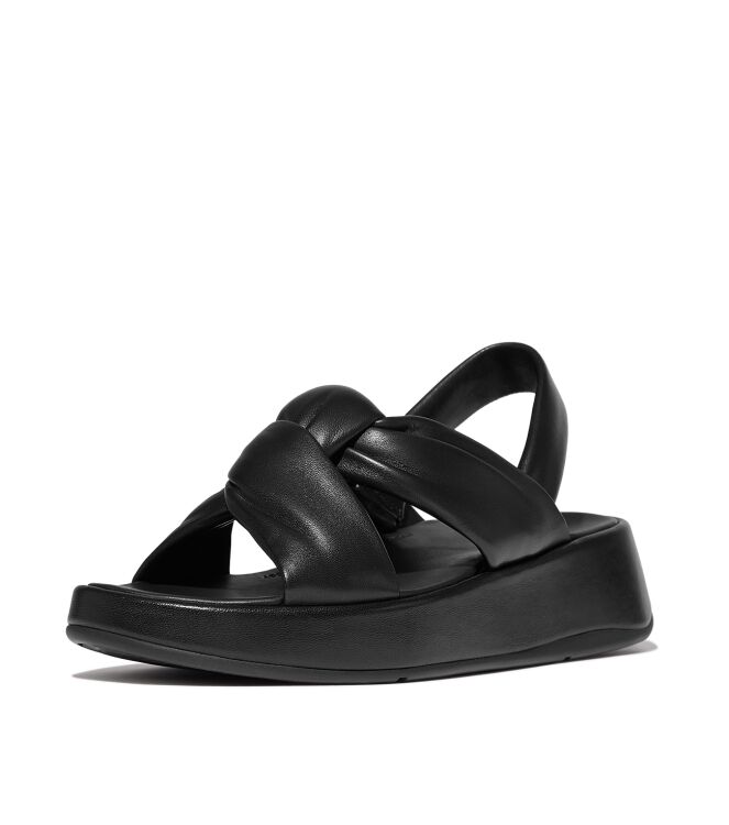 FitFlop f-mode knot soft-leather flatform b/strap sandals all black Direct leverbaar uit de webshop van www.meijerink-schoenen.nl/