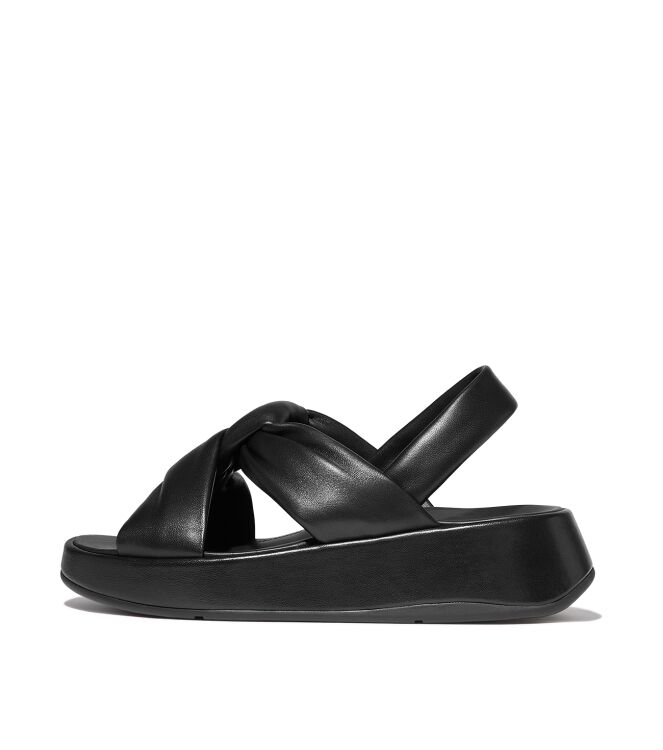 FitFlop f-mode knot soft-leather flatform b/strap sandals all black Direct leverbaar uit de webshop van www.meijerink-schoenen.nl/