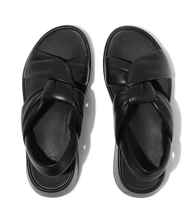 FitFlop f-mode knot soft-leather flatform b/strap sandals all black Direct leverbaar uit de webshop van www.meijerink-schoenen.nl/