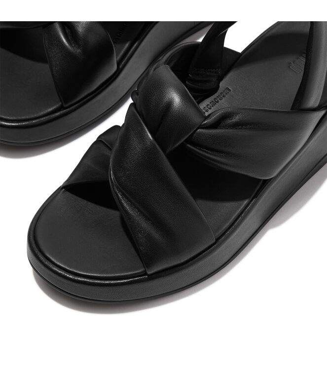 FitFlop f-mode knot soft-leather flatform b/strap sandals all black Direct leverbaar uit de webshop van www.meijerink-schoenen.nl/