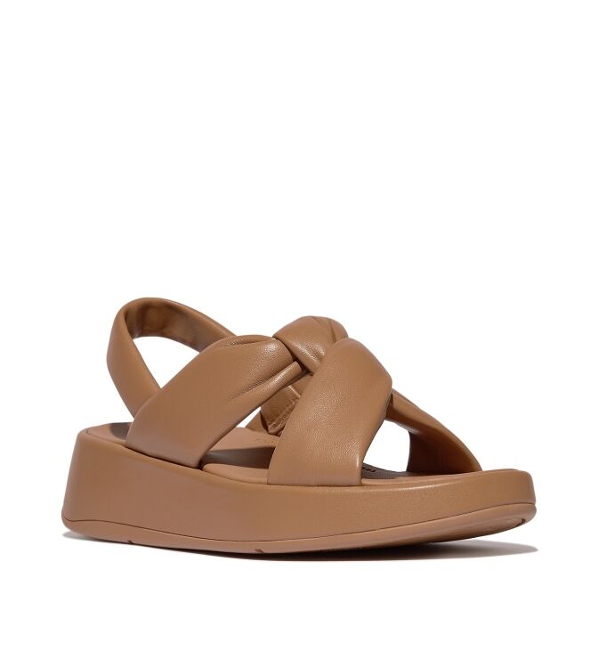 FitFlop f-mode knot soft-leather flatform b/strap sandals classic tan Direct leverbaar uit de webshop van www.meijerink-schoenen.nl/