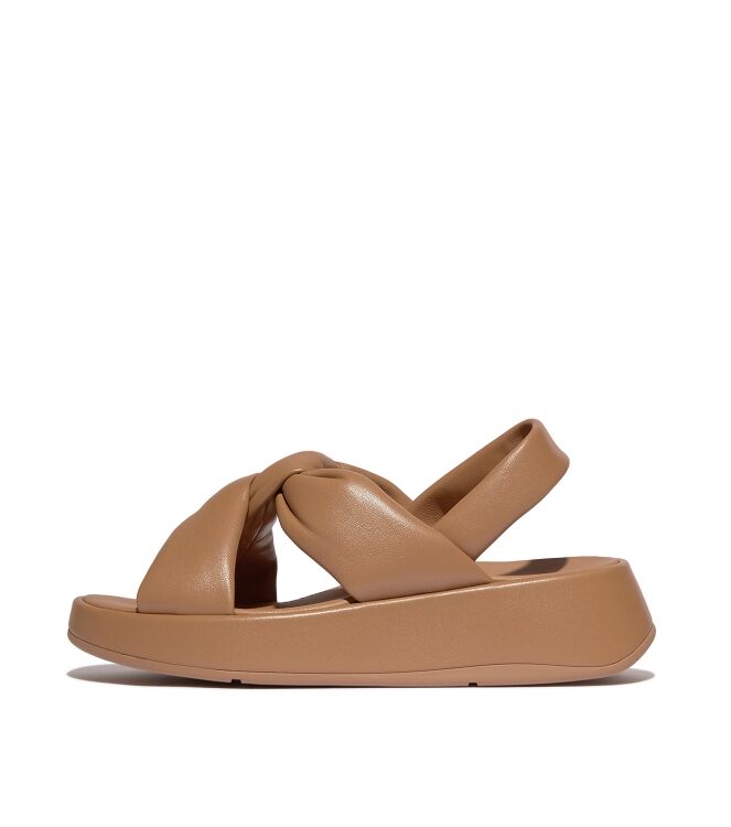 FitFlop f-mode knot soft-leather flatform b/strap sandals classic tan Direct leverbaar uit de webshop van www.meijerink-schoenen.nl/