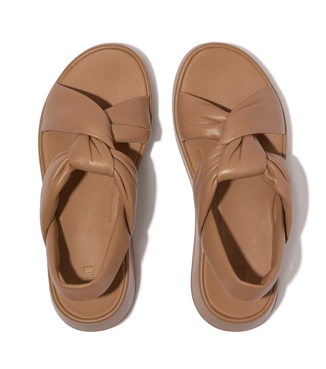 FitFlop f-mode knot soft-leather flatform b/strap sandals classic tan Direct leverbaar uit de webshop van www.meijerink-schoenen.nl/