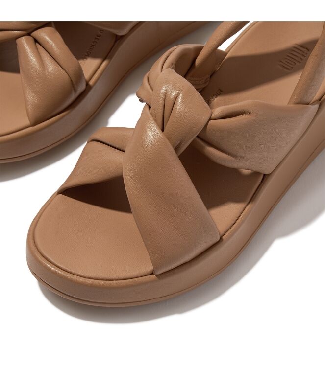 FitFlop f-mode knot soft-leather flatform b/strap sandals classic tan Direct leverbaar uit de webshop van www.meijerink-schoenen.nl/