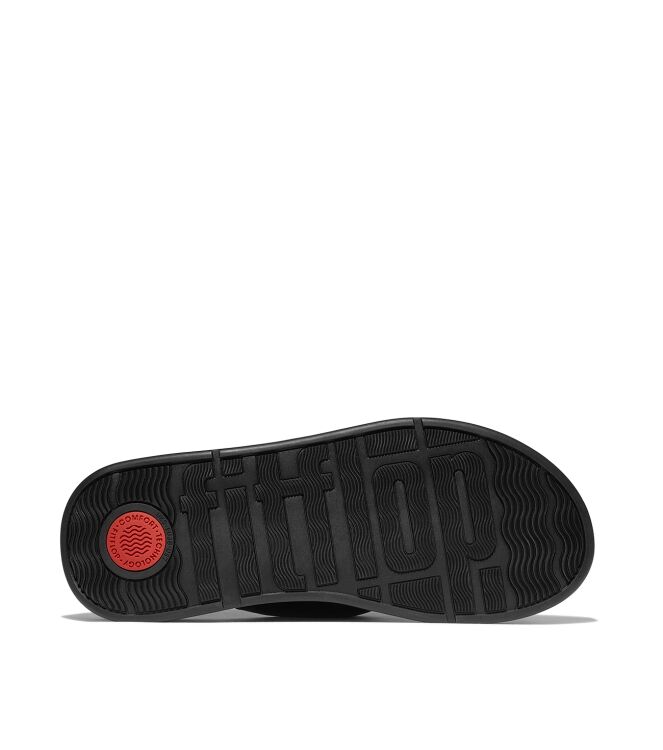 FitFlop f-mode knot soft-leather flatform toe-post sandals all black Direct leverbaar uit de webshop van www.meijerink-schoenen.nl/