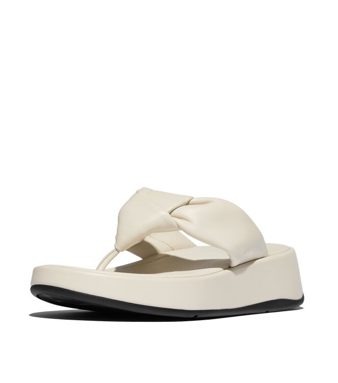 FitFlop f-mode knot soft-leather flatform toe-post sandals paris beige Direct leverbaar uit de webshop van www.meijerink-schoenen.nl/