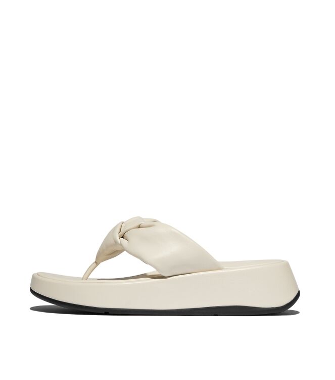 FitFlop f-mode knot soft-leather flatform toe-post sandals paris beige Direct leverbaar uit de webshop van www.meijerink-schoenen.nl/