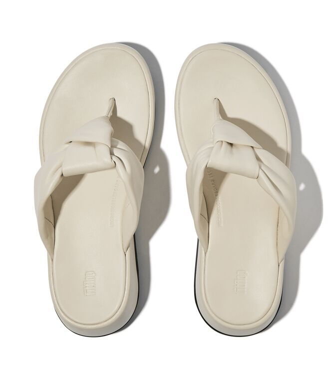FitFlop f-mode knot soft-leather flatform toe-post sandals paris beige Direct leverbaar uit de webshop van www.meijerink-schoenen.nl/