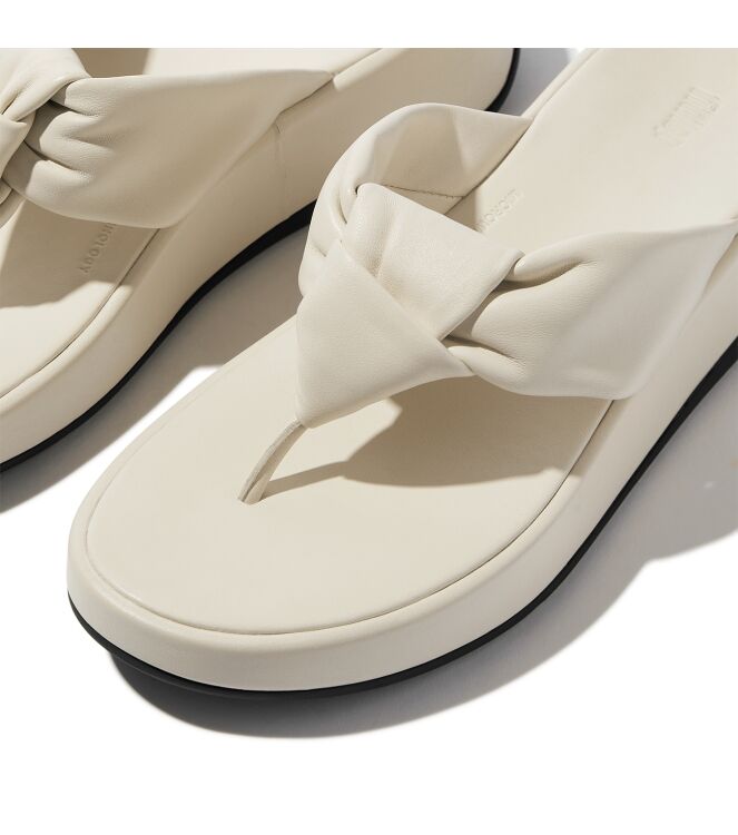 FitFlop f-mode knot soft-leather flatform toe-post sandals paris beige Direct leverbaar uit de webshop van www.meijerink-schoenen.nl/