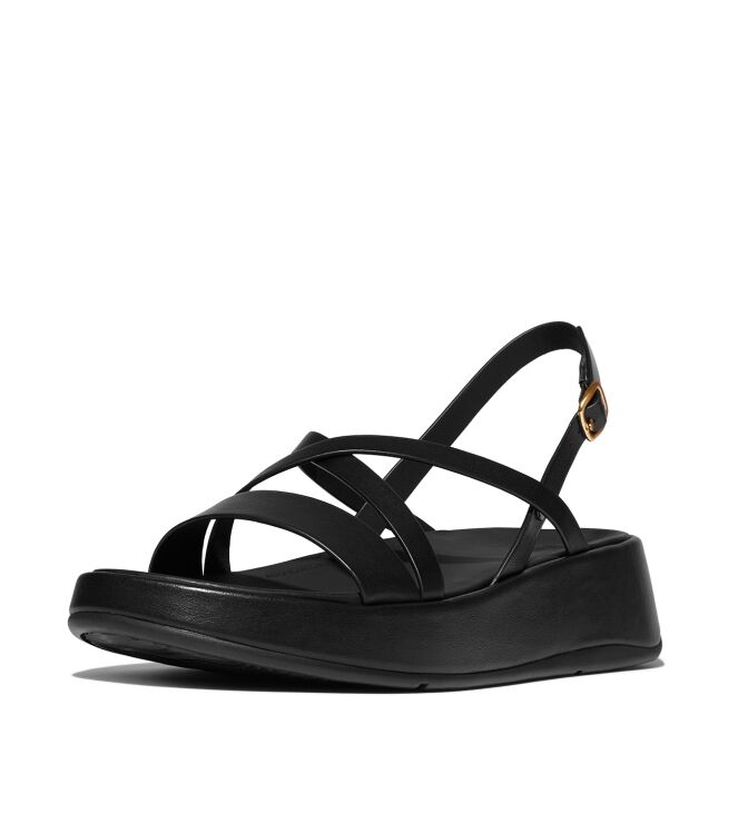 FitFlop f-mode leather flatform strappy back-strap sandals all black Direct leverbaar uit de webshop van www.meijerink-schoenen.nl/