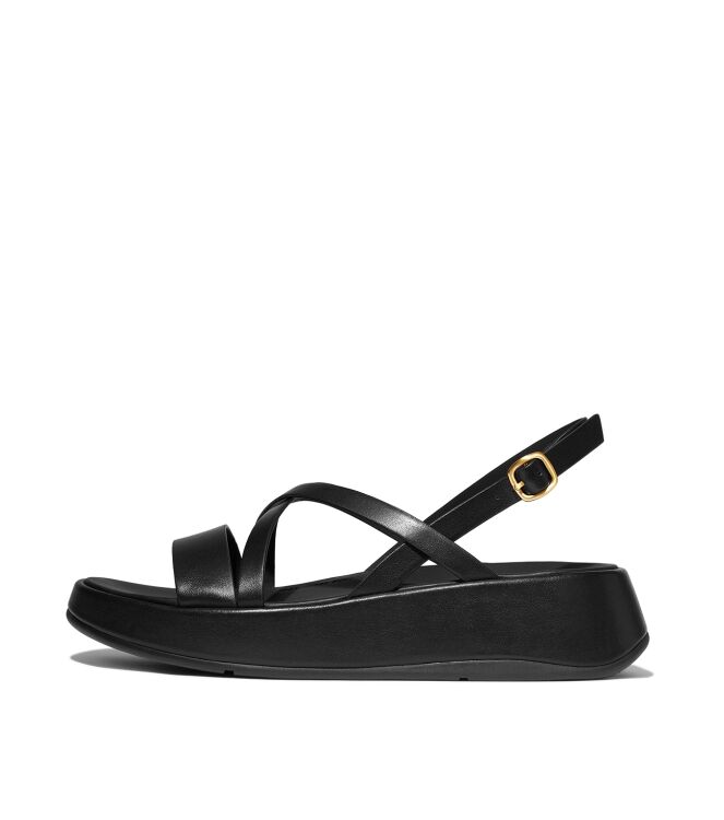 FitFlop f-mode leather flatform strappy back-strap sandals all black Direct leverbaar uit de webshop van www.meijerink-schoenen.nl/