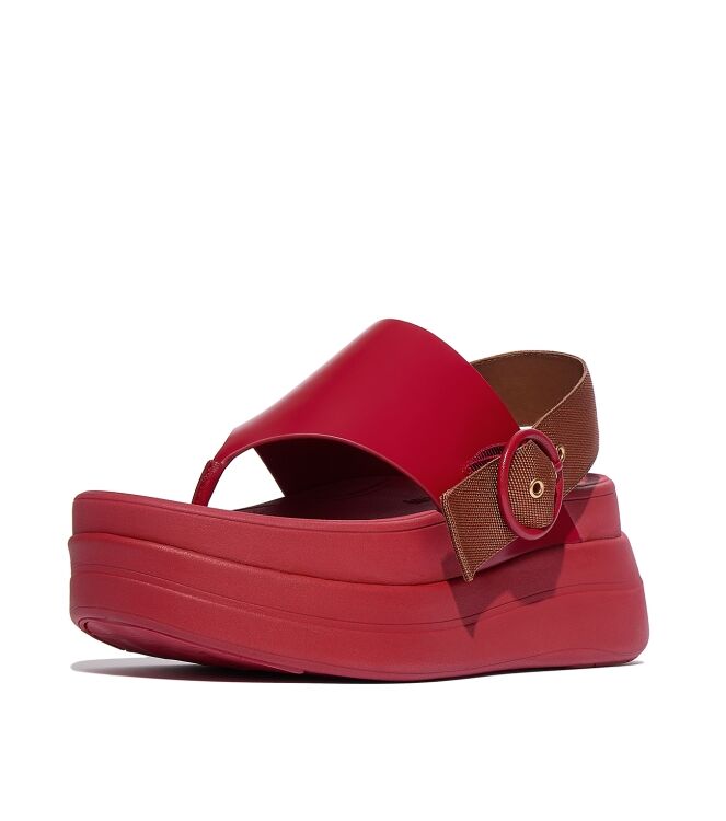 FitFlop f-mode x roksanda leather/webbing sandals crimson/tan Direct leverbaar uit de webshop van www.meijerink-schoenen.nl/