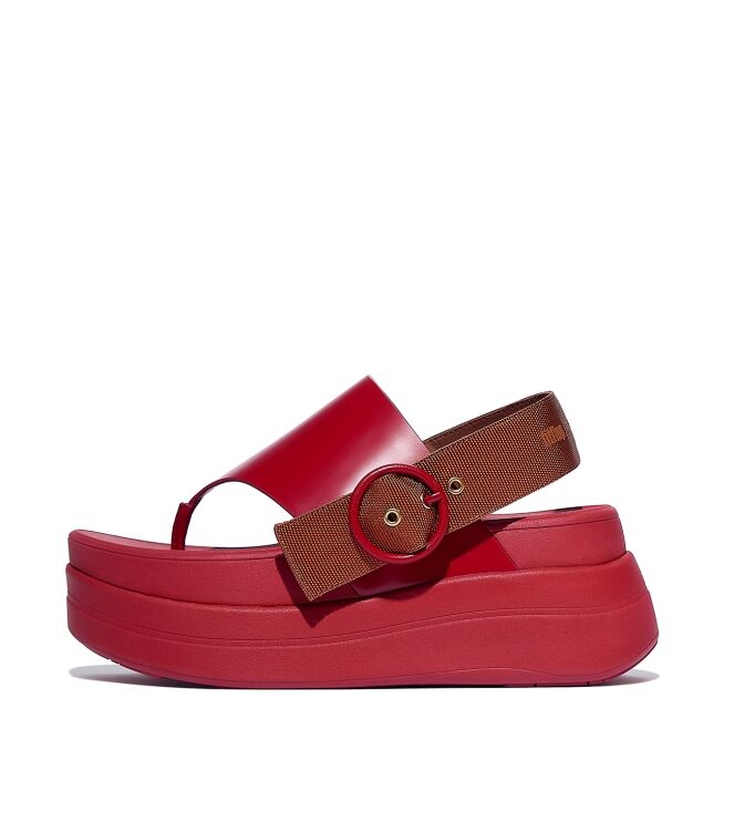 FitFlop f-mode x roksanda leather/webbing sandals crimson/tan Direct leverbaar uit de webshop van www.meijerink-schoenen.nl/