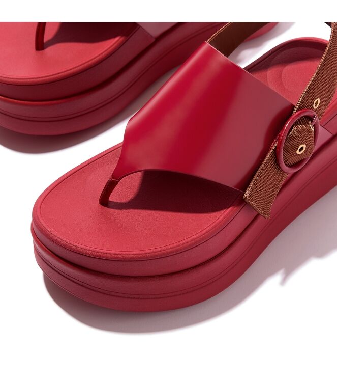 FitFlop f-mode x roksanda leather/webbing sandals crimson/tan Direct leverbaar uit de webshop van www.meijerink-schoenen.nl/