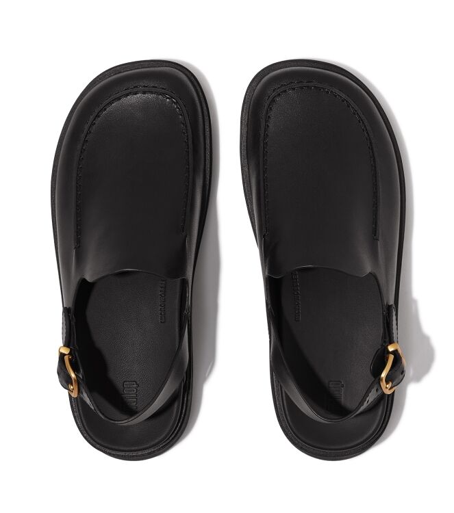 FitFlop gen-ff leather back-strap moc mules all black Direct leverbaar uit de webshop van www.meijerink-schoenen.nl/