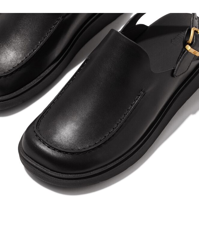 FitFlop gen-ff leather back-strap moc mules all black Direct leverbaar uit de webshop van www.meijerink-schoenen.nl/