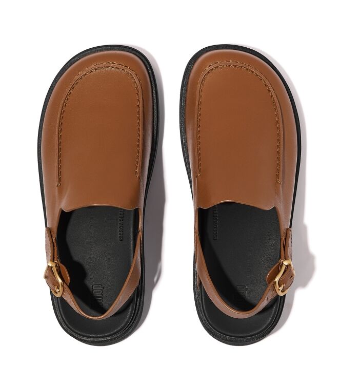 FitFlop gen-ff leather back-strap moc mules deep tan Direct leverbaar uit de webshop van www.meijerink-schoenen.nl/