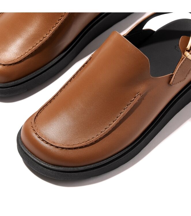 FitFlop gen-ff leather back-strap moc mules deep tan Direct leverbaar uit de webshop van www.meijerink-schoenen.nl/
