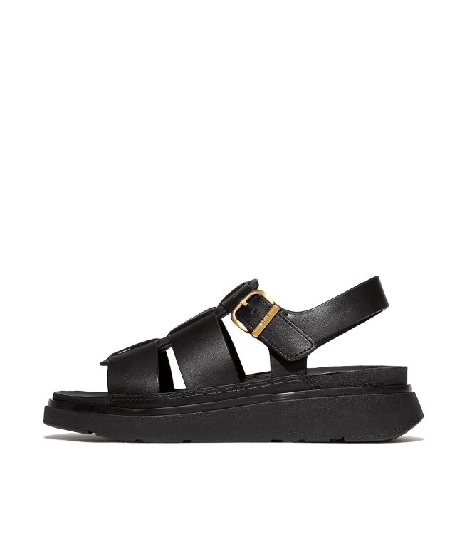 FitFlop<sup>TM</sup> gen-ff leather fisherman sandals all black Direct leverbaar uit de webshop van www.meijerink-schoenen.nl/