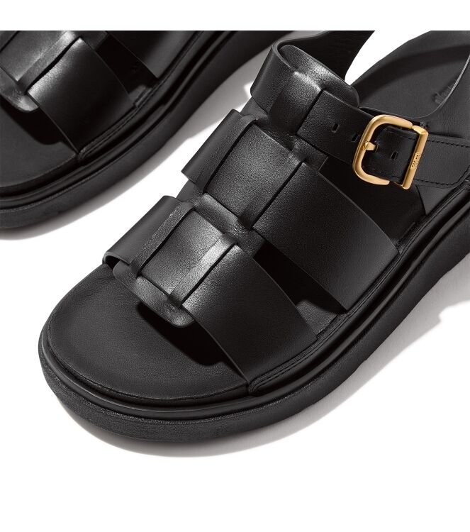 FitFlop<sup>TM</sup> gen-ff leather fisherman sandals all black Direct leverbaar uit de webshop van www.meijerink-schoenen.nl/