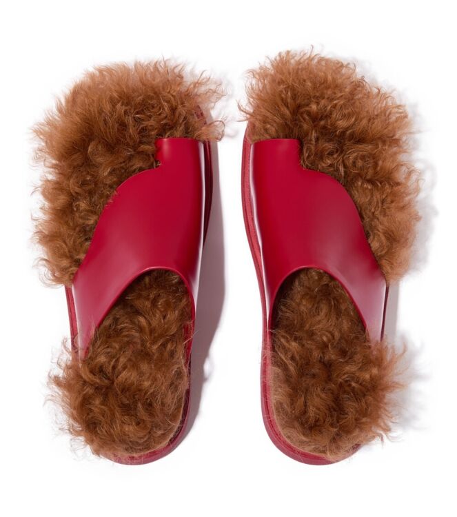 FitFlop gen-ff x roksanda cut-out leather slides crimson/tan Direct leverbaar uit de webshop van www.meijerink-schoenen.nl/