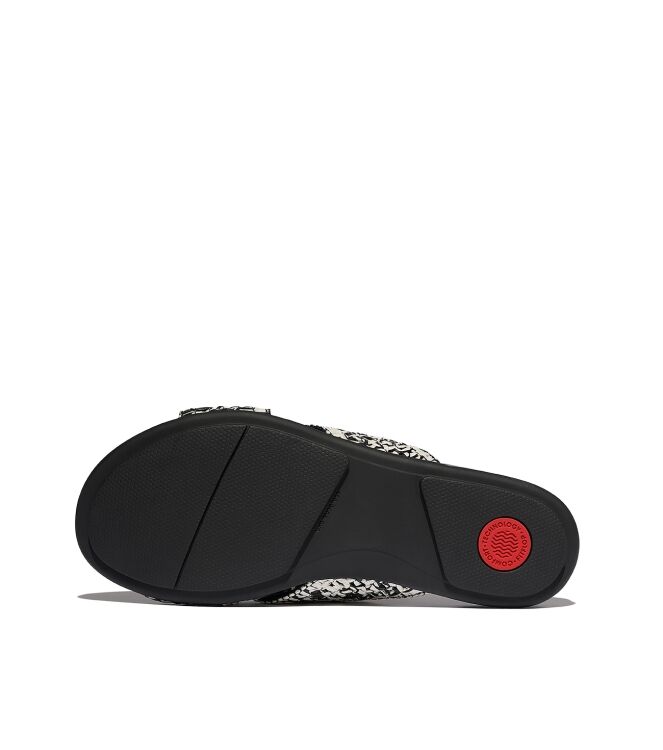 FitFlop gracie woven cross slides black/ivory mix Direct leverbaar uit de webshop van www.meijerink-schoenen.nl/