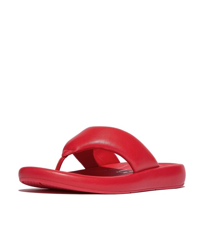 FitFlop iqushion d-luxe padded leather toe-post sandals flame scarlett Direct leverbaar uit de webshop van www.meijerink-schoenen.nl/