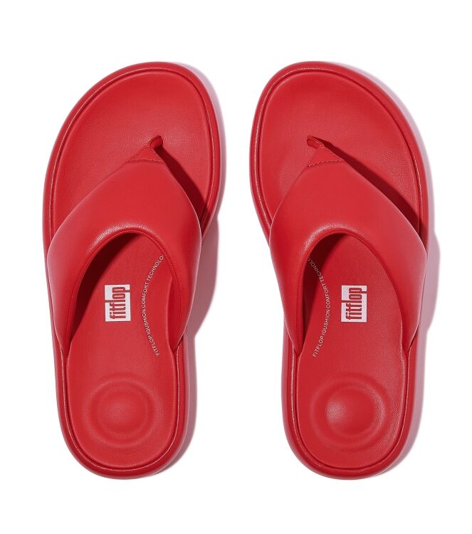 FitFlop iqushion d-luxe padded leather toe-post sandals flame scarlett Direct leverbaar uit de webshop van www.meijerink-schoenen.nl/