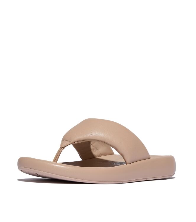 FitFlop iqushion d-luxe padded leather toe-post sandals classic beige Direct leverbaar uit de webshop van www.meijerink-schoenen.nl/