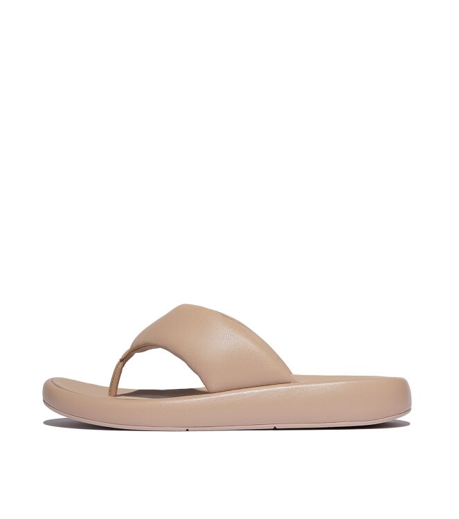 FitFlop iqushion d-luxe padded leather toe-post sandals classic beige Direct leverbaar uit de webshop van www.meijerink-schoenen.nl/