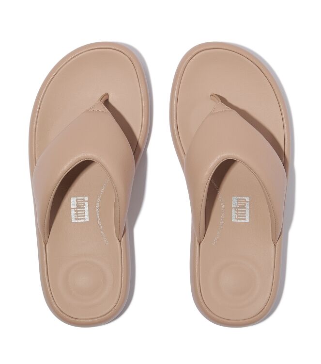 FitFlop iqushion d-luxe padded leather toe-post sandals classic beige Direct leverbaar uit de webshop van www.meijerink-schoenen.nl/