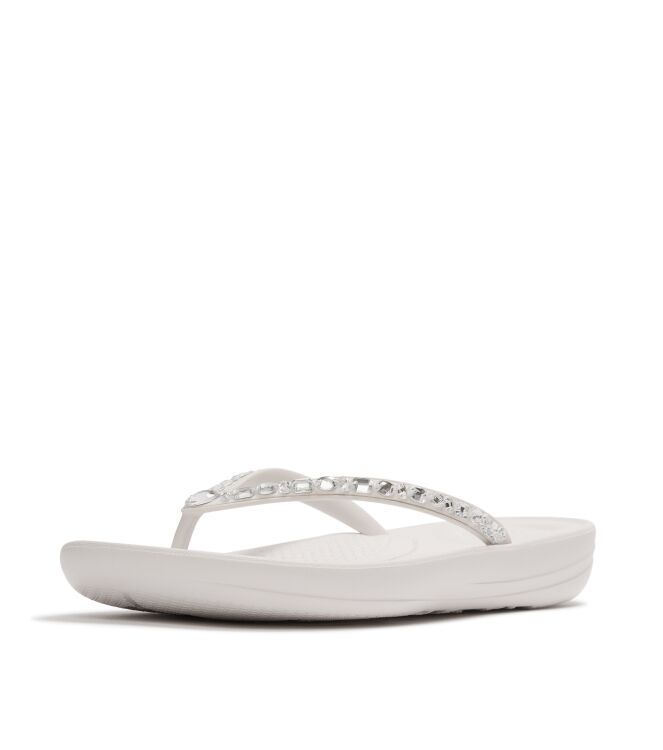 FitFlop iqushion multi-crystal ergonomic flip-flops urban white Direct leverbaar uit de webshop van www.meijerink-schoenen.nl/